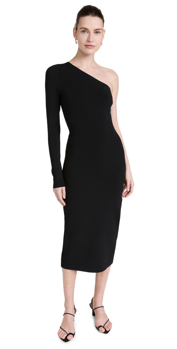 Victoria Beckham One Shoulder Midi Dress Black