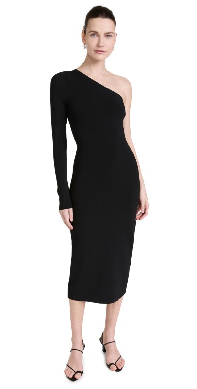 Victoria Beckham One Shoulder Midi Dress Black