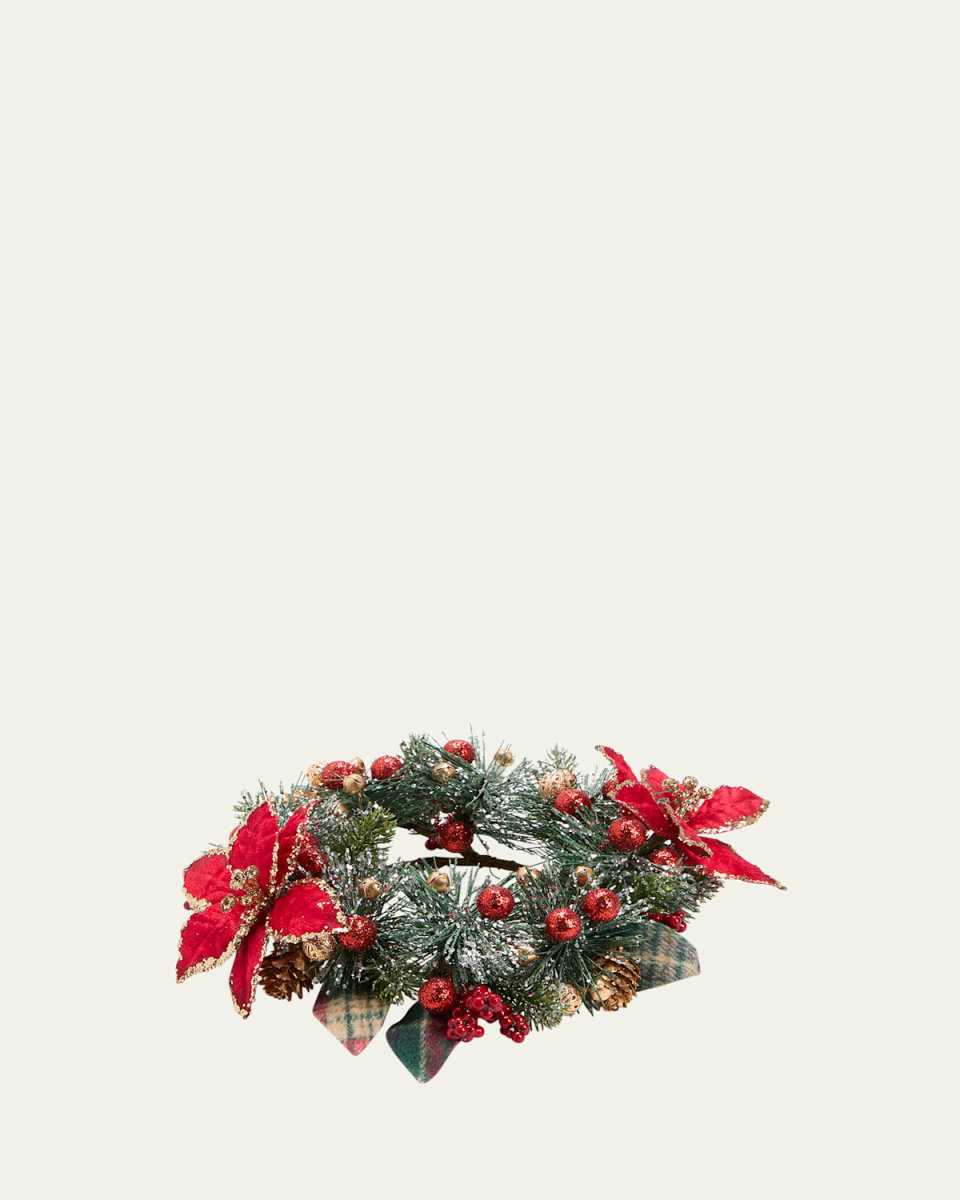 4" Regal Poinsettia Candle Ring Christmas Wreath