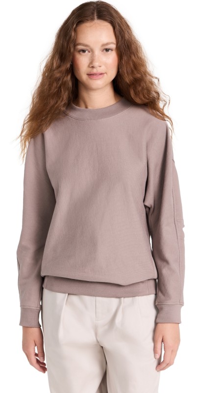 Tibi Cocoon Crew Neck Sweatshirt Cement