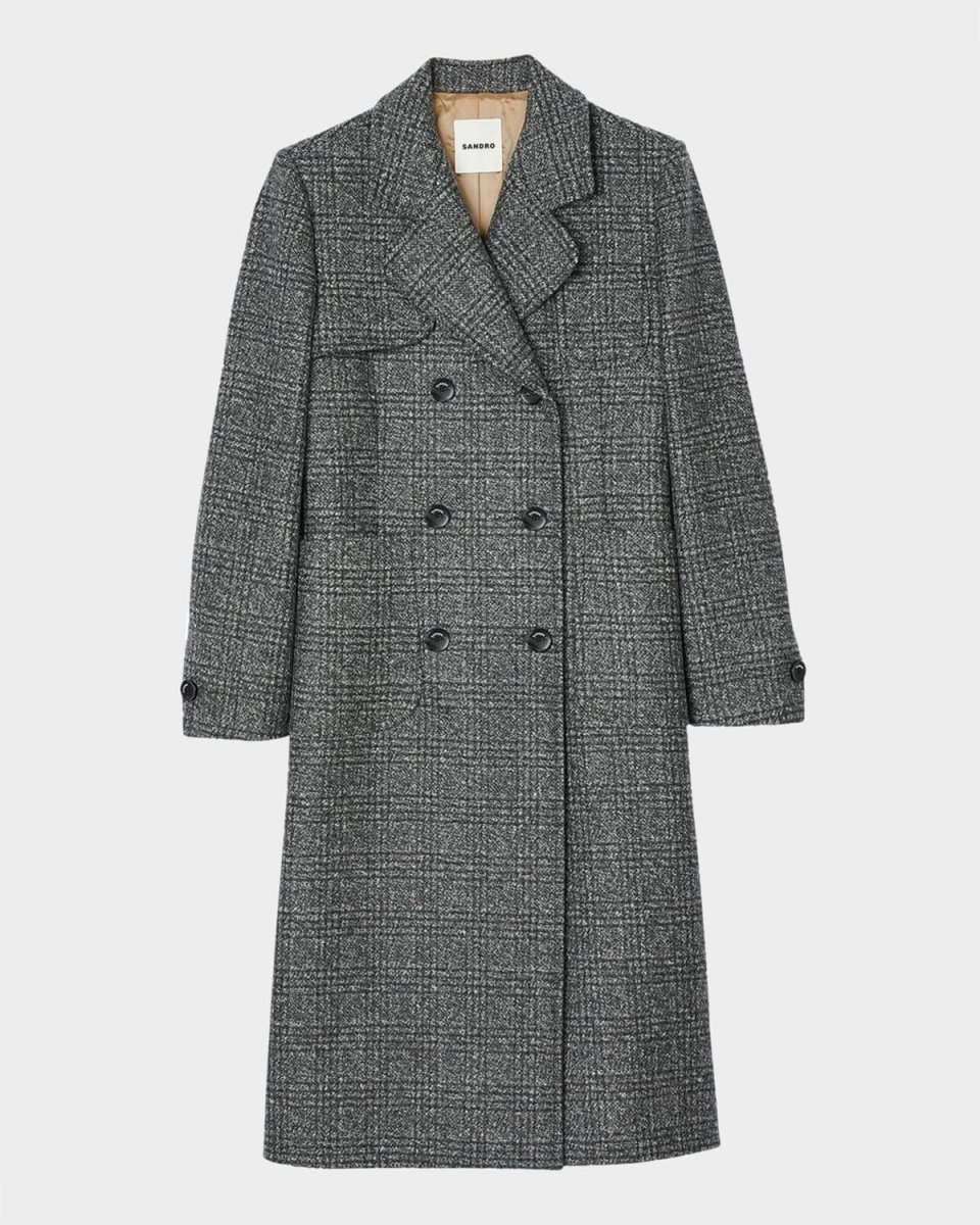 Stephane Houndstooth Plaid Wool-Blend Overcoat