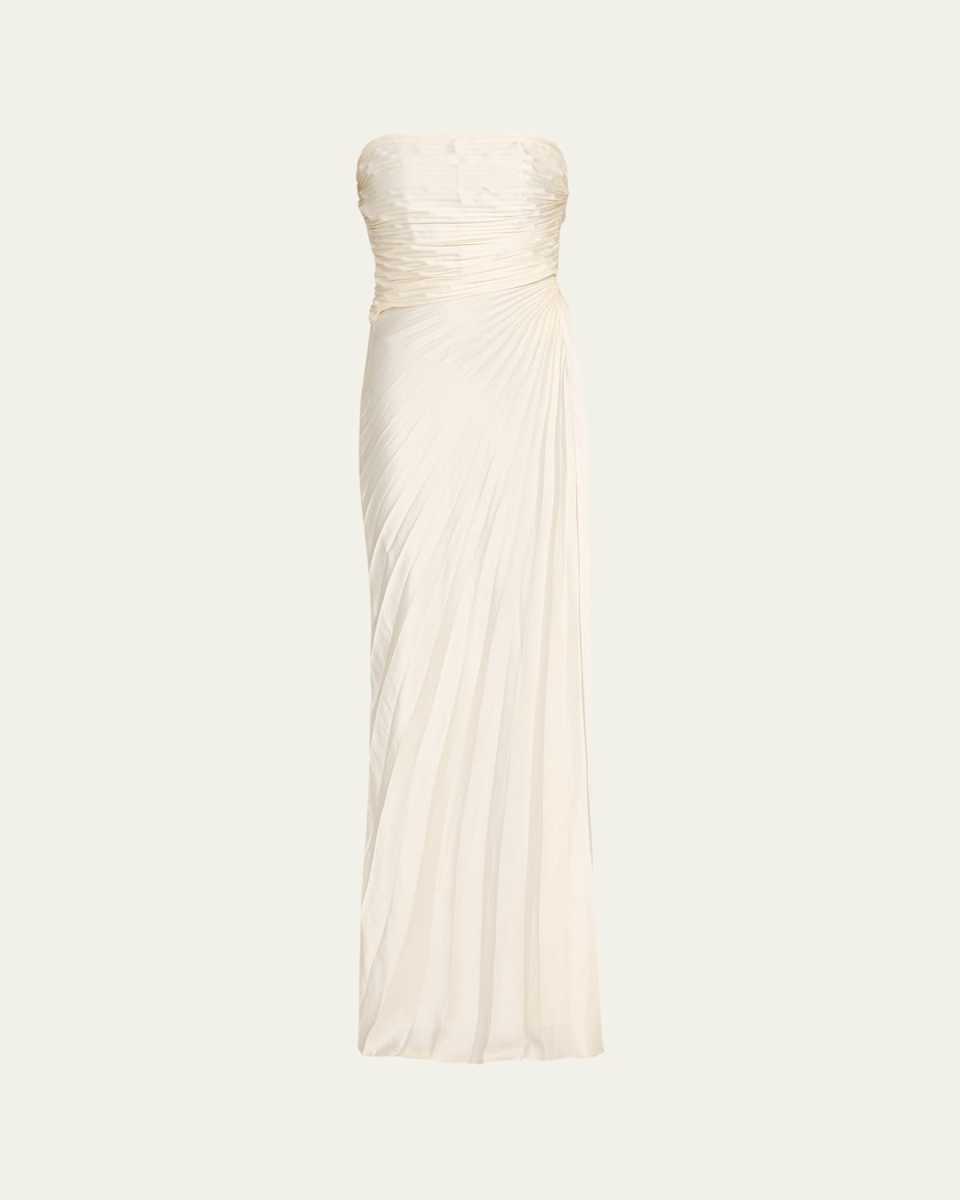 Bianca Pleated Strapless Gown