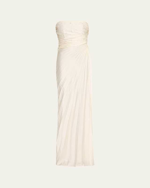 Bianca Pleated Strapless Gown