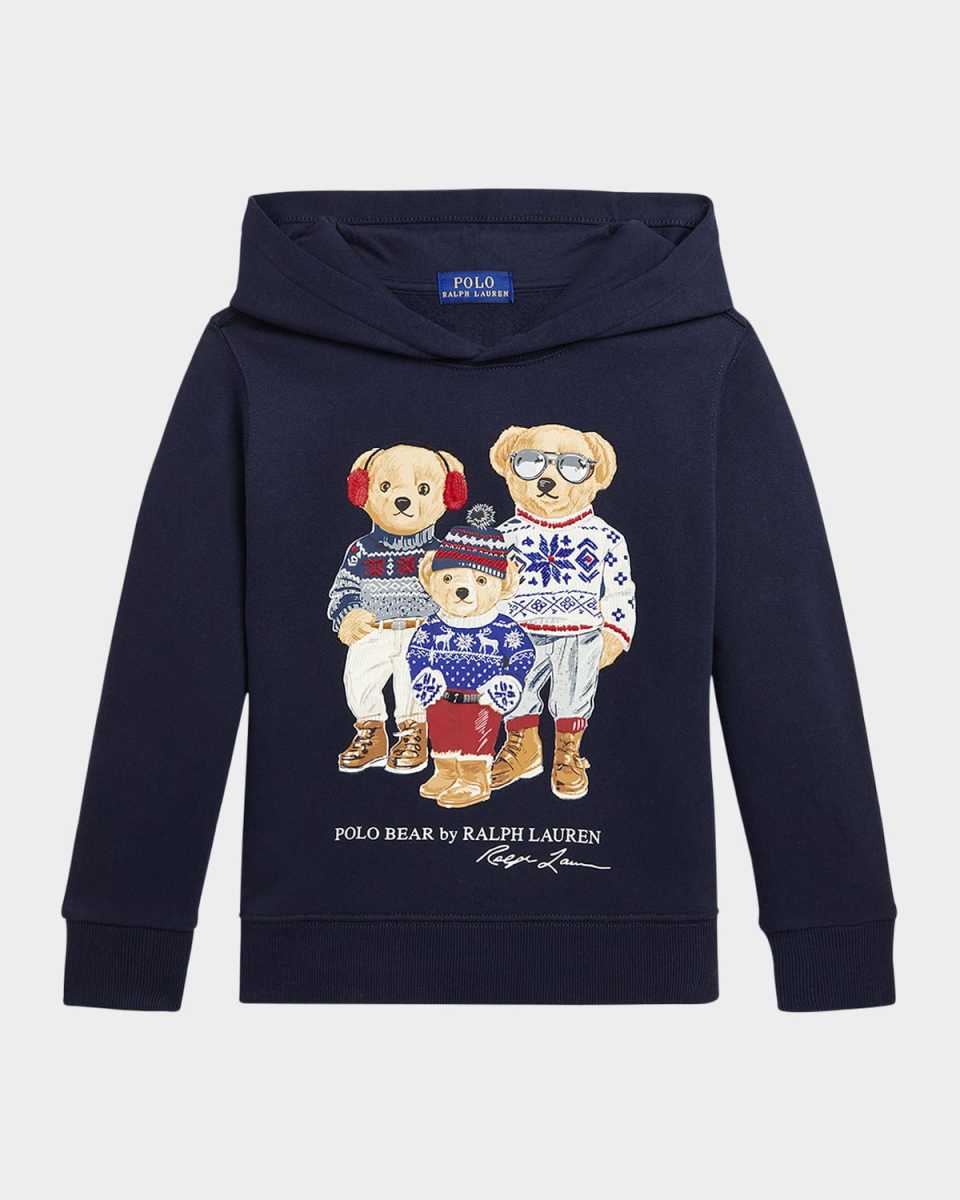 Boy's Polo Bear Family Graphic Hoodie, Size S-X