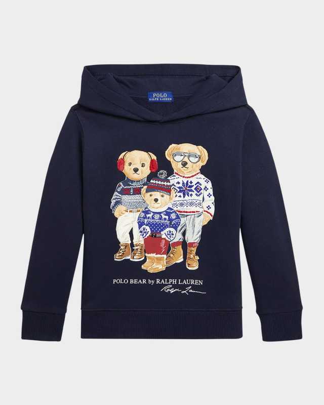 Boy's Polo Bear Family Graphic Hoodie, Size S-X