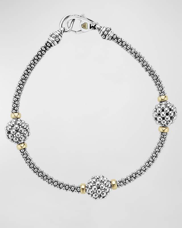 10mm Caviar Ball Station Bracelet, Size 7"