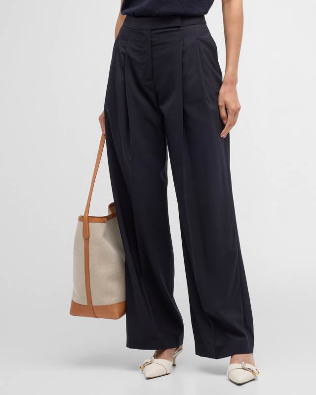 Wool-Blend Wide-Leg Pants