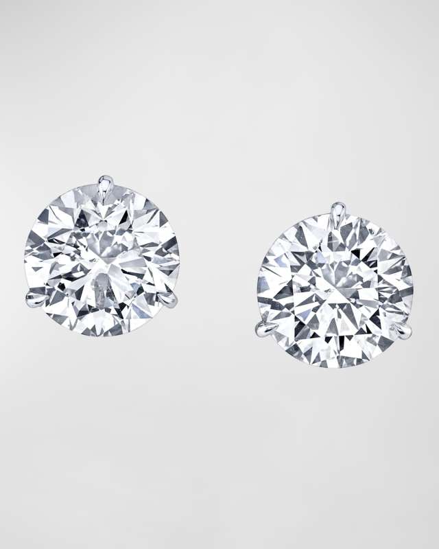 x Christina Adamo 18K White Gold 3-Prong Diamond Martini Stud Earrings, 3tcw, 0.30"L / 0.30"W