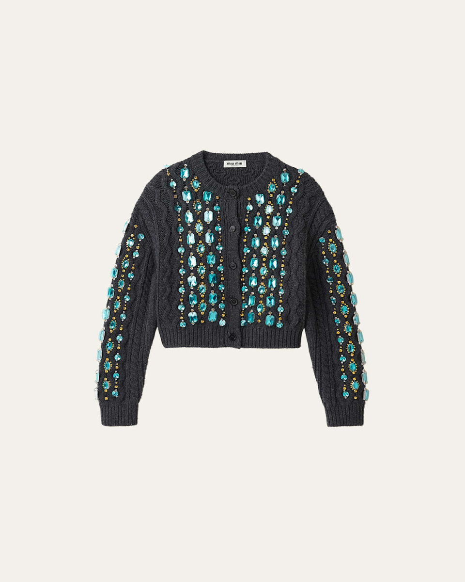 Crystal Oversized Cable Wool Cardigan