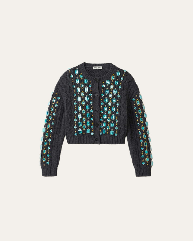 Crystal Oversized Cable Wool Cardigan