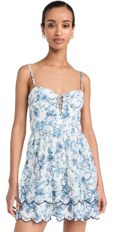 alice + olivia Daisy Tiered Ruffle Mini Dress Je L'adore Spring Sky