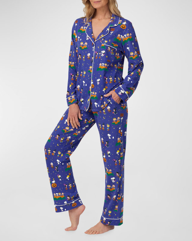 Halloween Peanuts-Print Jersey Pajama Set