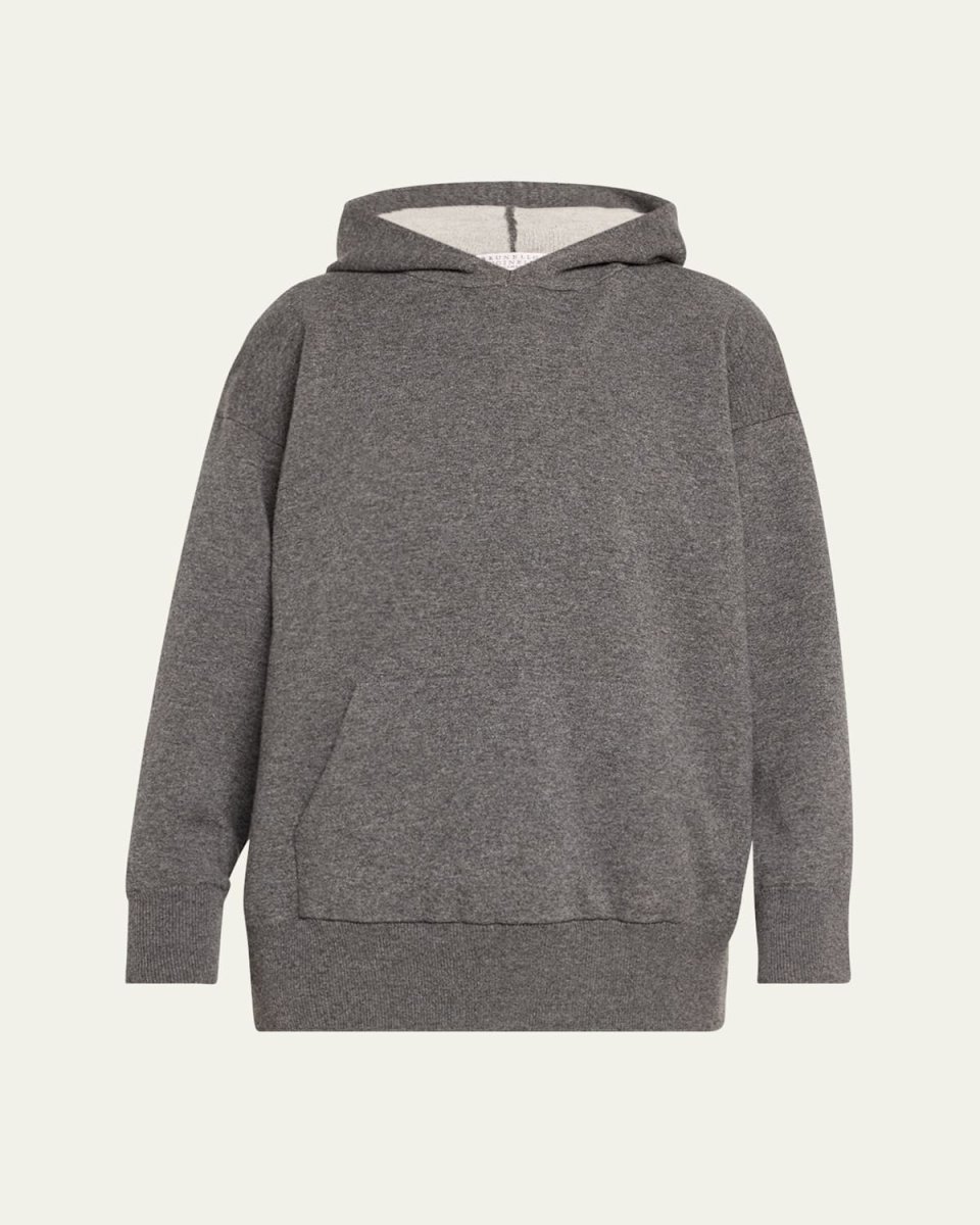 Double Hooded Monili Trim Cashmere Sweatshirt