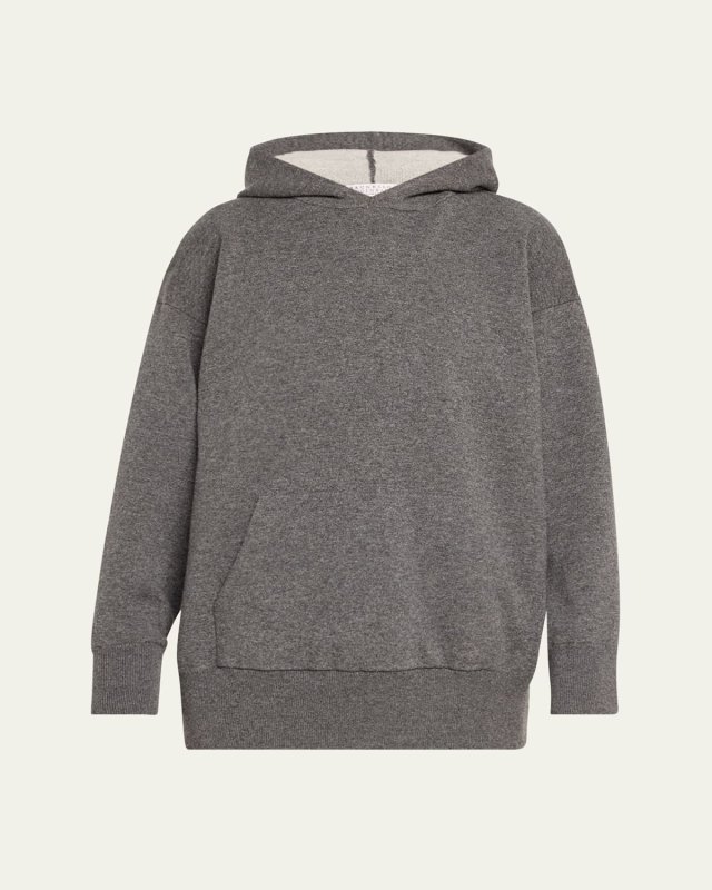 Double Hooded Monili Trim Cashmere Sweatshirt