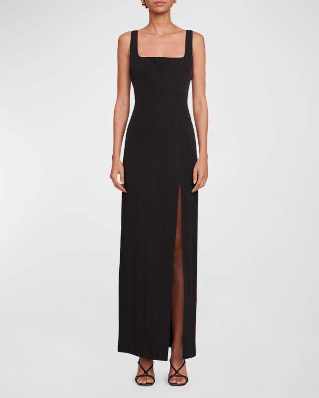Portrait Sleeveless Long Column Slit Dress