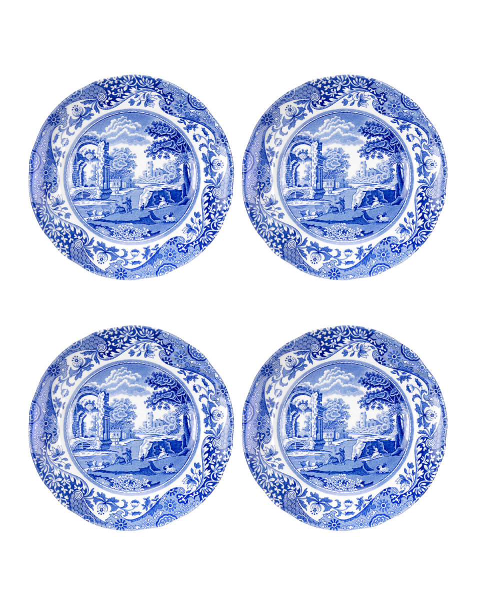 Blue Italian Bread and Butter Plates, Set of 4