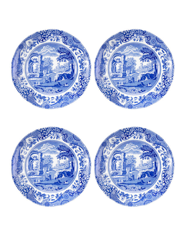 Blue Italian Bread and Butter Plates, Set of 4