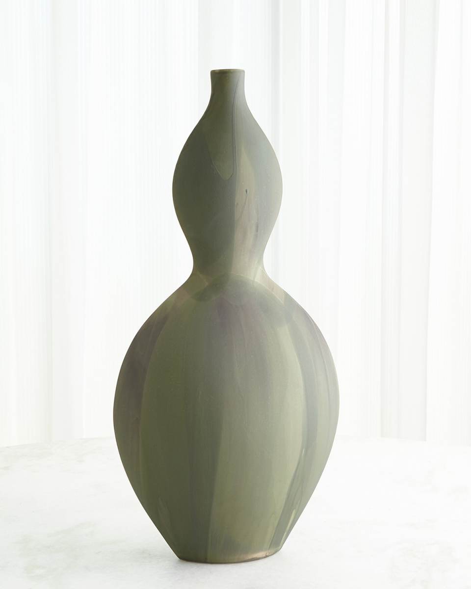 Helios Washed Green Vase, Large