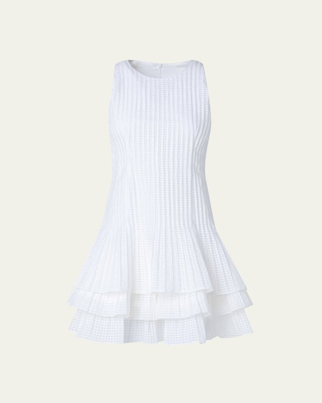 Grid Organza Layered Short Dress