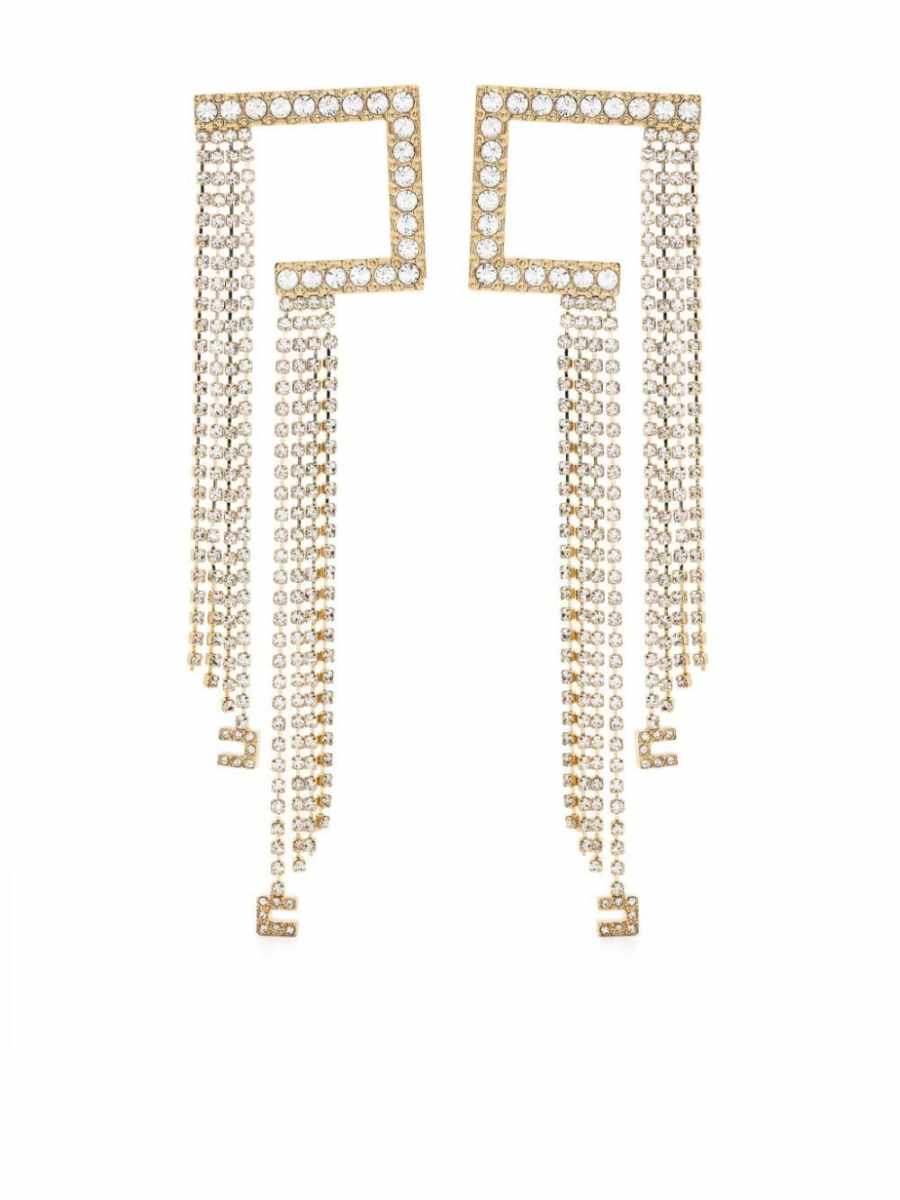 crystal-fringe dangle earrings