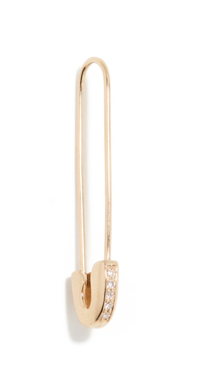 Zoe Chicco 14k Gold Pave Diamond Safety Pin Threader Earring Yellow Gold