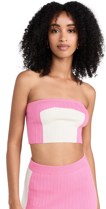 Victor Glemaud Bandeau Top Pink/White