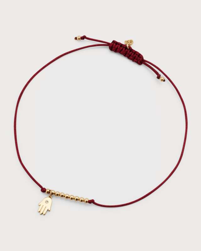 Diamond Hamsa Pull-Cord Bracelet