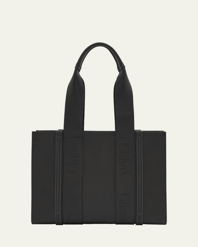 Woody Medium Tote Bag in Leather