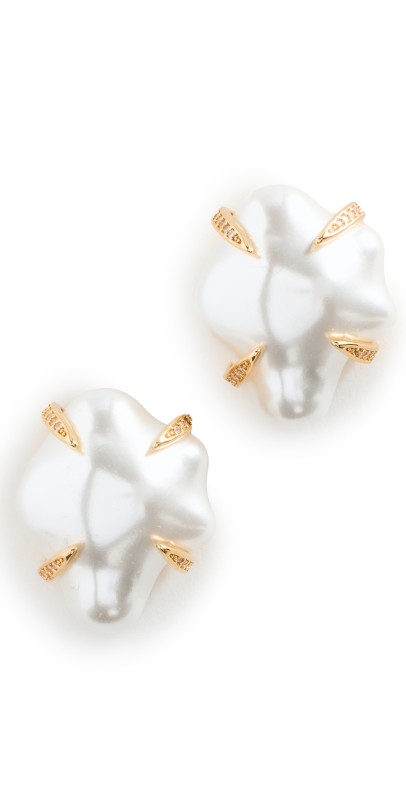 Kenneth Jay Lane Pearl Post Earrings Gold/Pearl