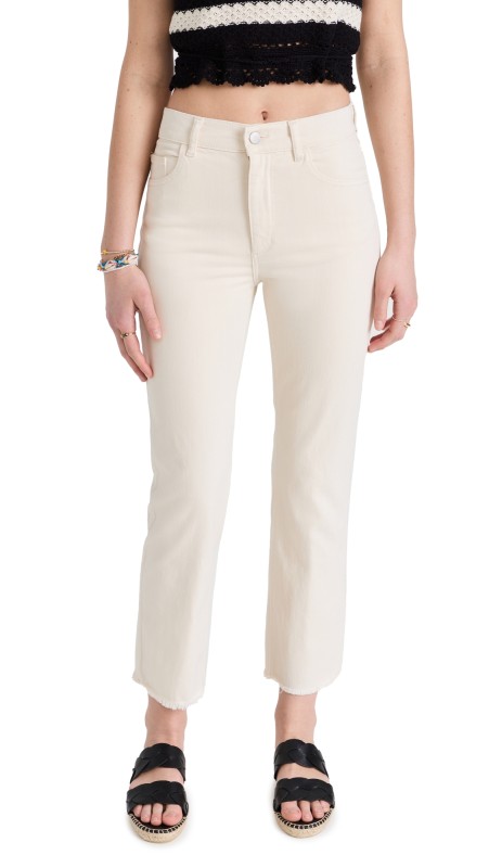 DL1961 Patti Straight High Rise Ankle Jeans Ecru