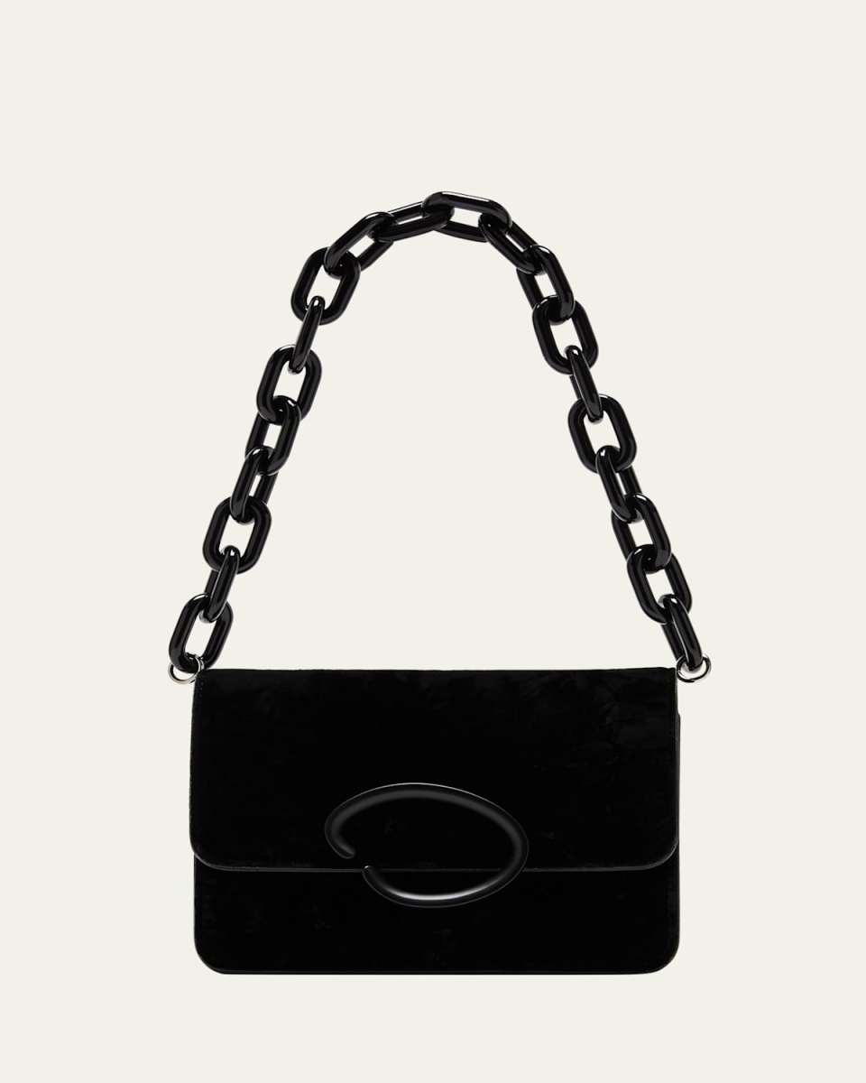 O Pochette Suede Chain Crossbody Bag