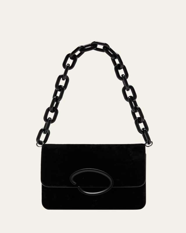 O Pochette Suede Chain Crossbody Bag
