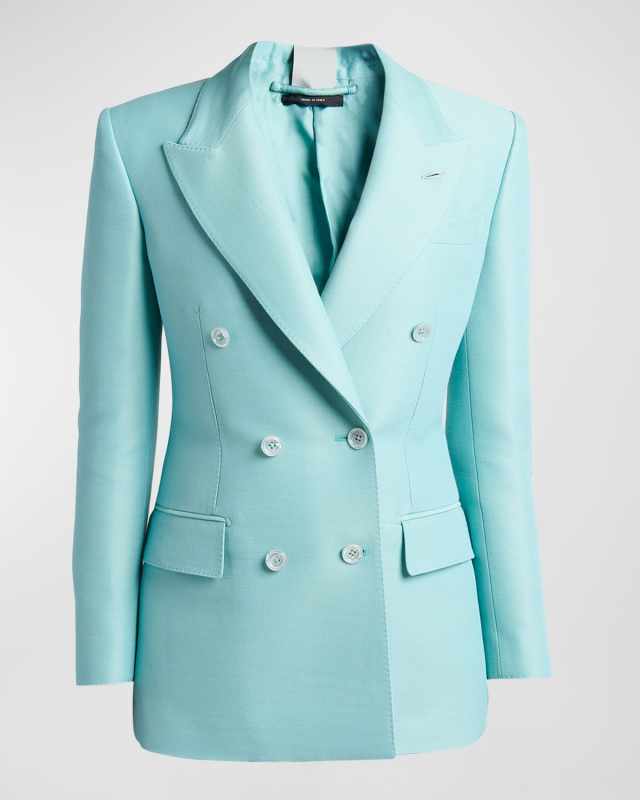 Double-Breasted Wool Blazer Jacket