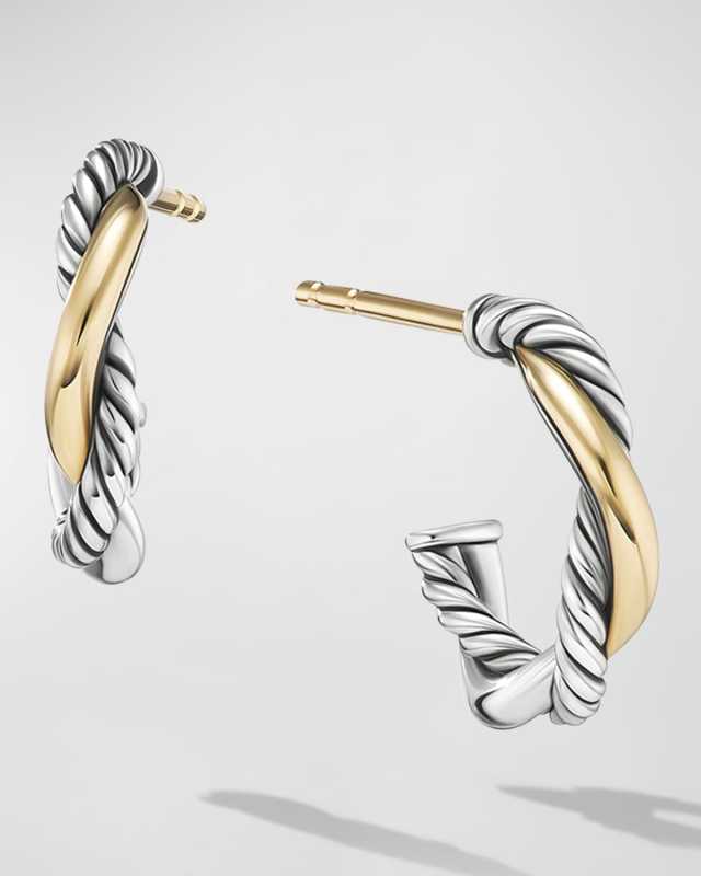 Petite Infinity Huggie Earrings in Silver with 14K Gold, 2.9mm, 0.1"L