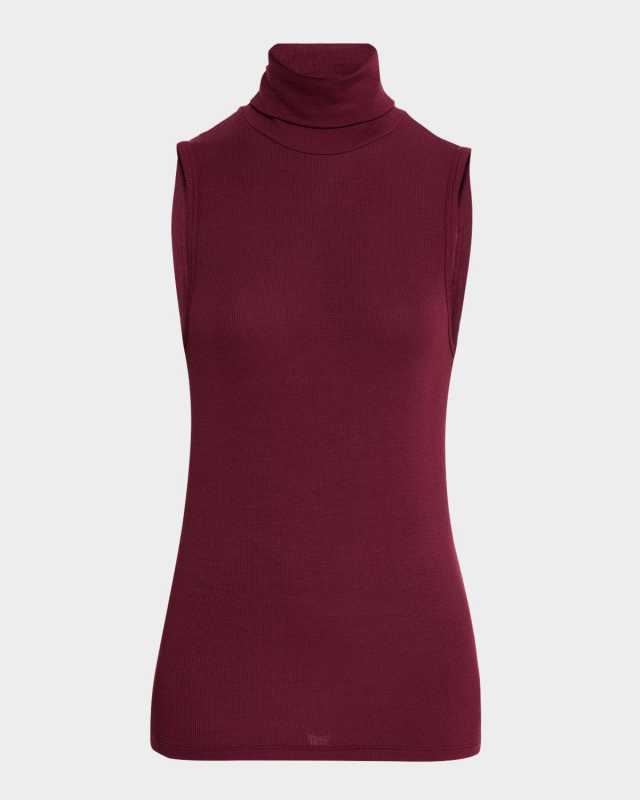 Modal Rib Sleeveless Turtleneck Top