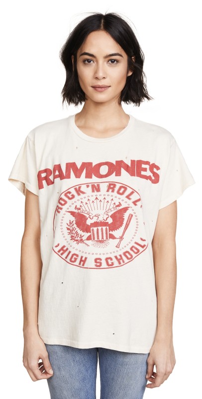 MADEWORN ROCK Ramones 1979 Rock Printed Tee Dirty White