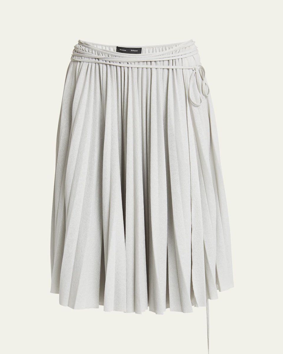 Margo Pleated Self-Tie Gauzy Jersey Midi Skirt