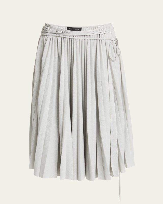 Margo Pleated Self-Tie Gauzy Jersey Midi Skirt