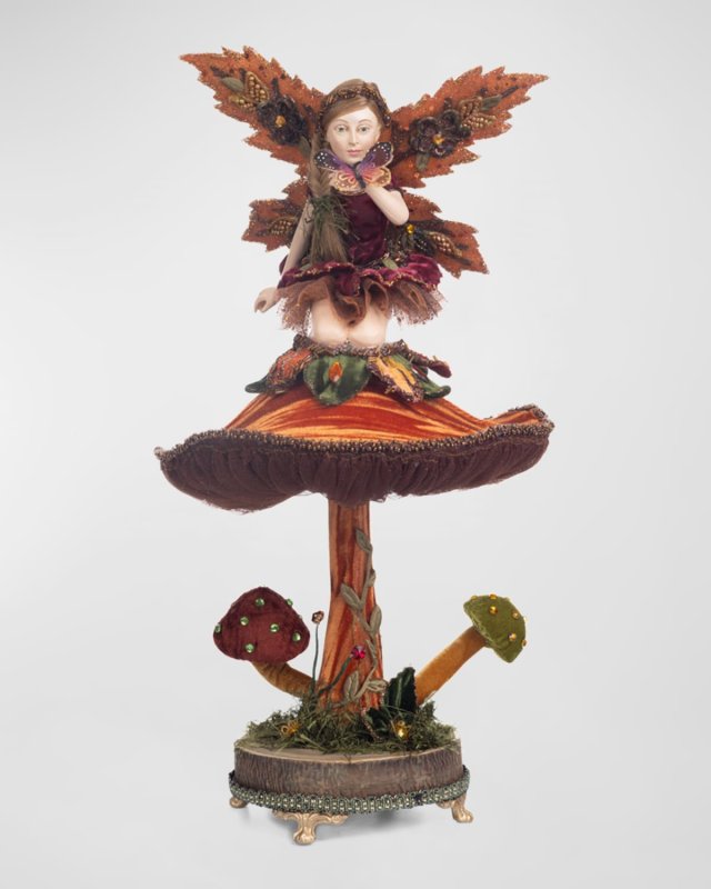 Fairy on Mushroom Figurine, 16.5"