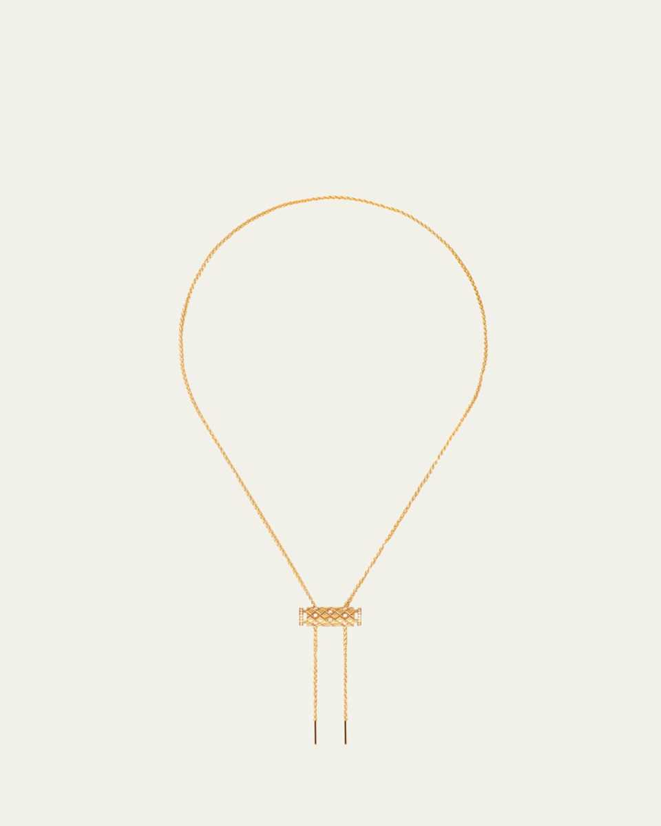 18K Semi Pave Latch Pendant on MM Chain Necklace
