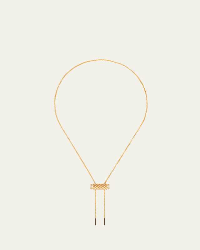 18K Semi Pave Latch Pendant on MM Chain Necklace