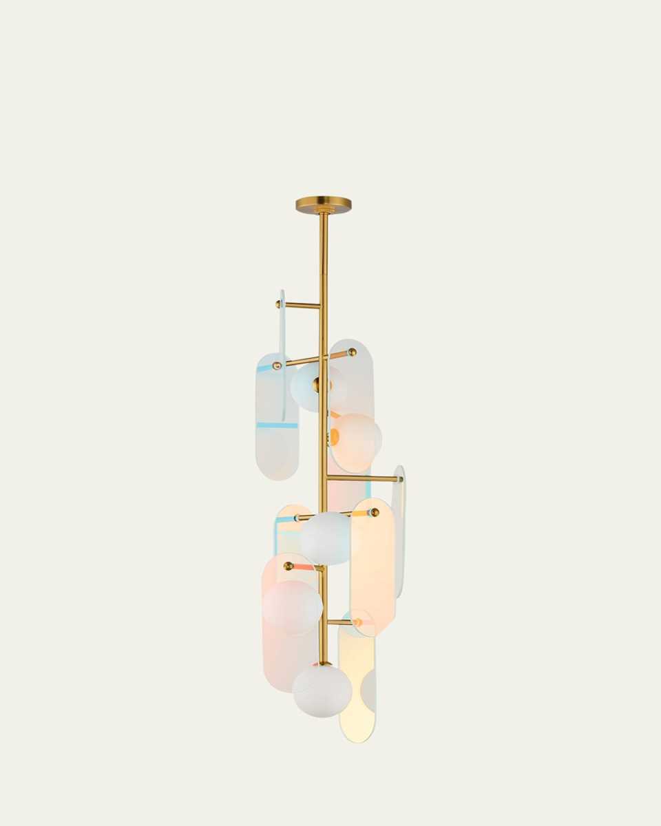 Megalith Dichroic Glass 42" 5-Light Vertical Chandelier