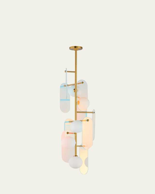 Megalith Dichroic Glass 42" 5-Light Vertical Chandelier