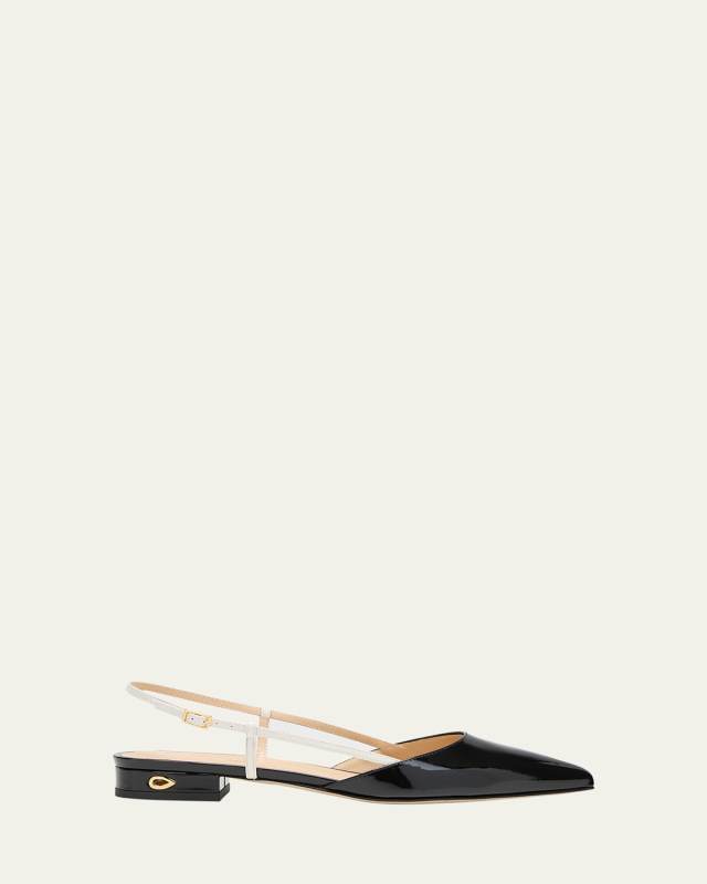 Mario Bicolor Leather Slingback Ballerina Flats