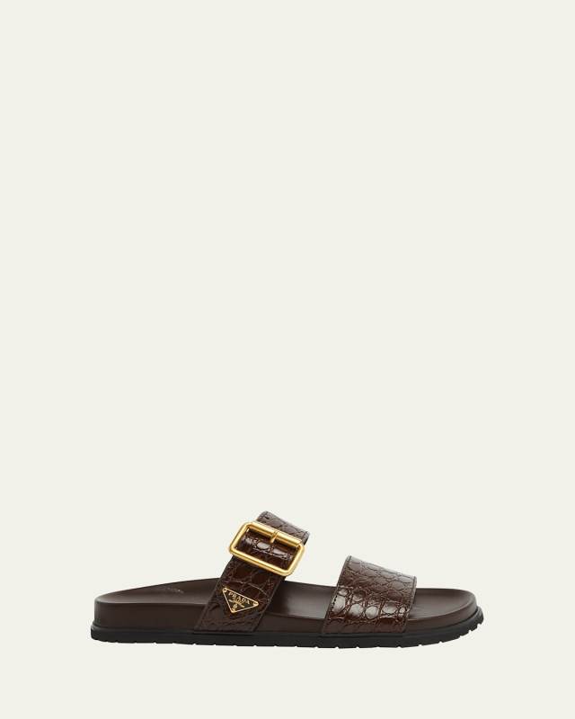 Croco Buckle Dual-Band Comfort Sandals