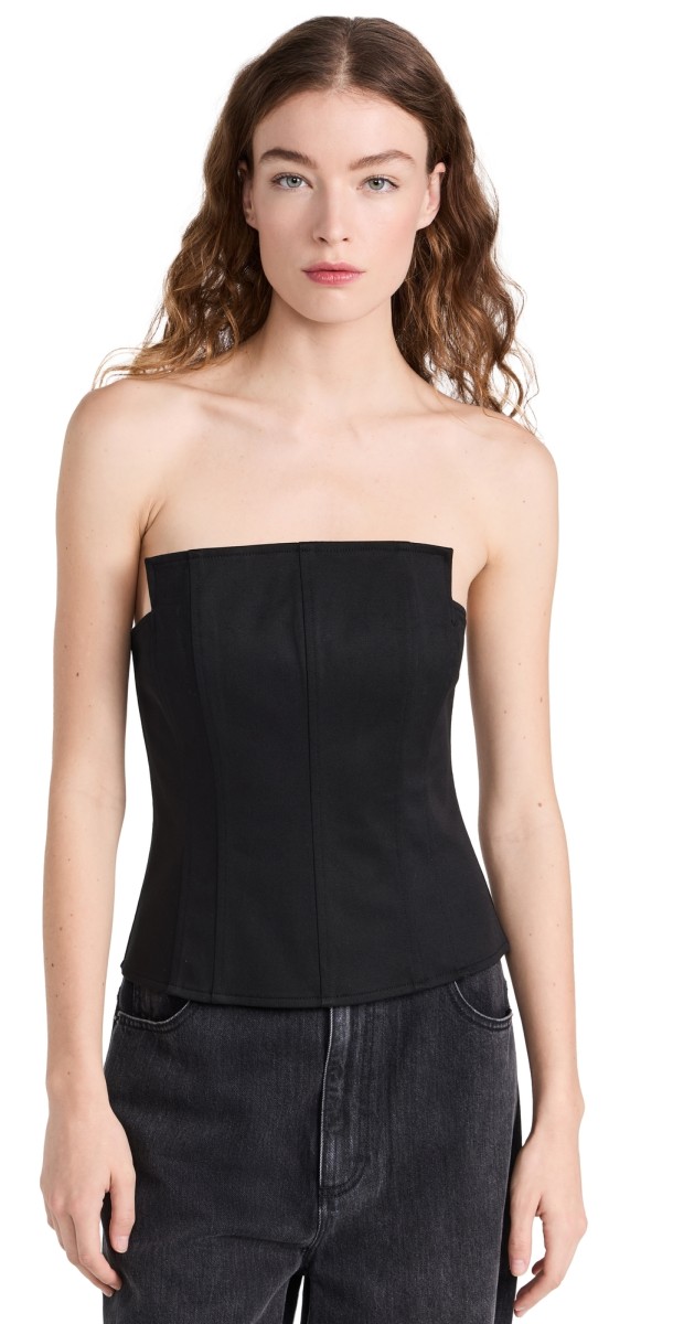 Tibi Chino Square Corset Black