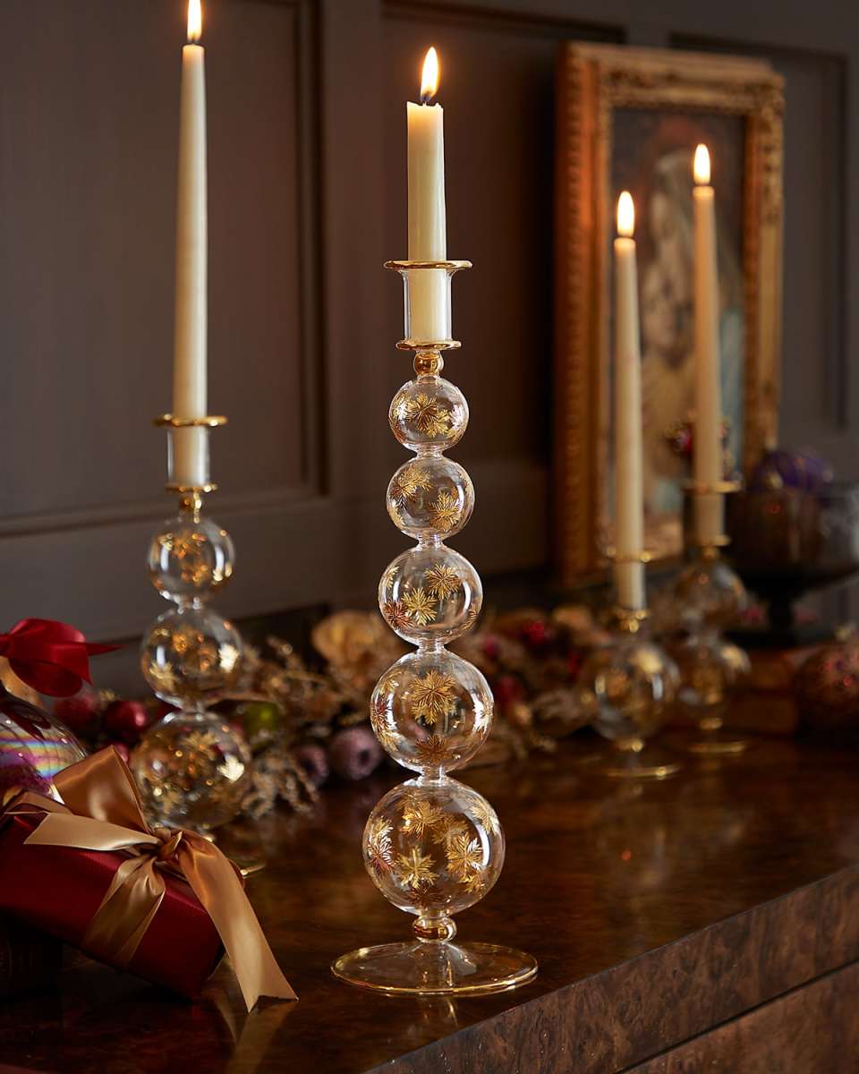 Gold Cut Candle Holder, 16"
