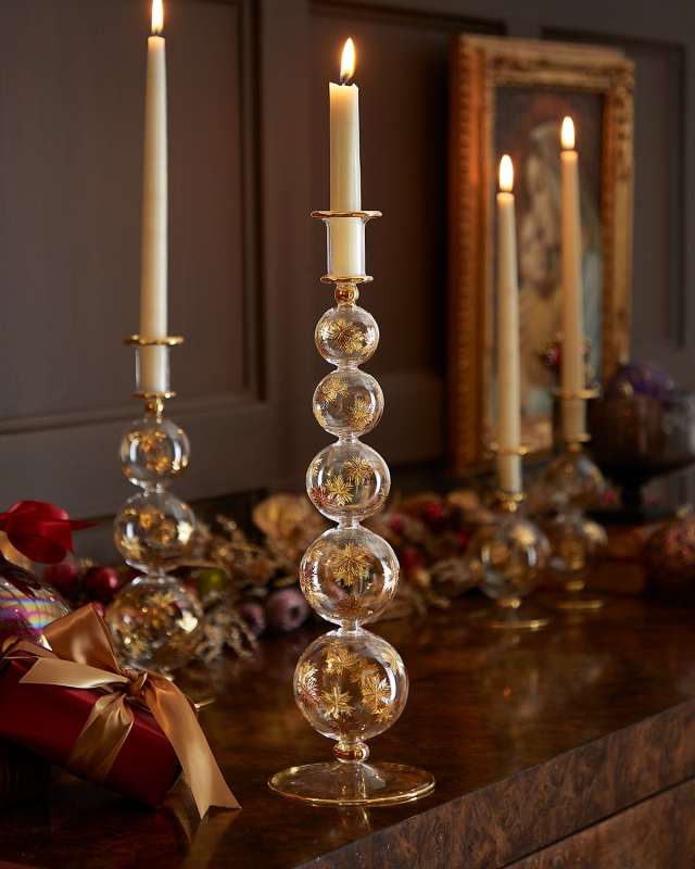 Gold Cut Candle Holder, 16"