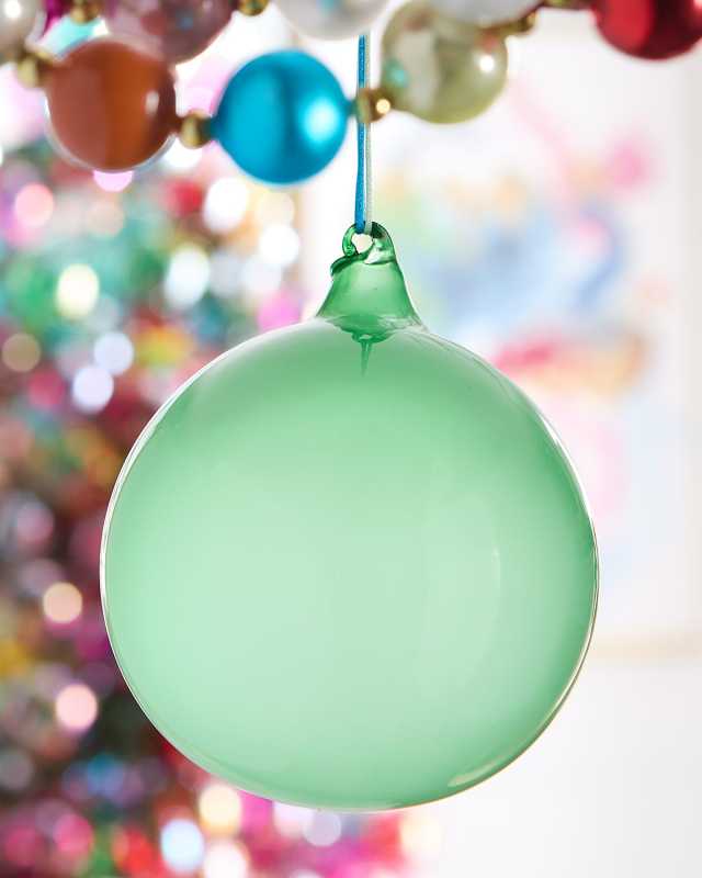 Bubblegum Glass Ball Ornament, Mint Green