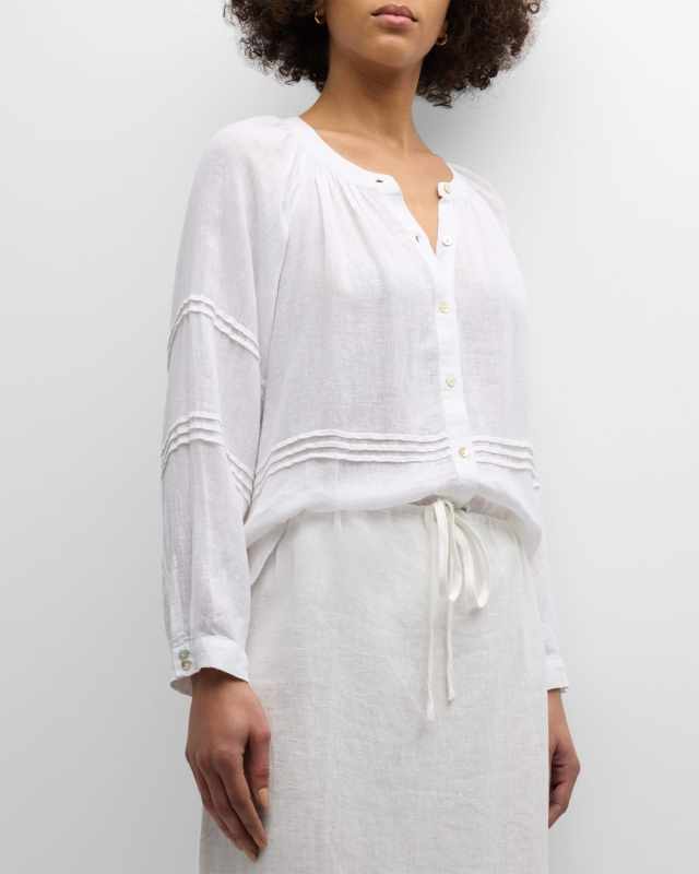 Frances Linen-Blend Blouse